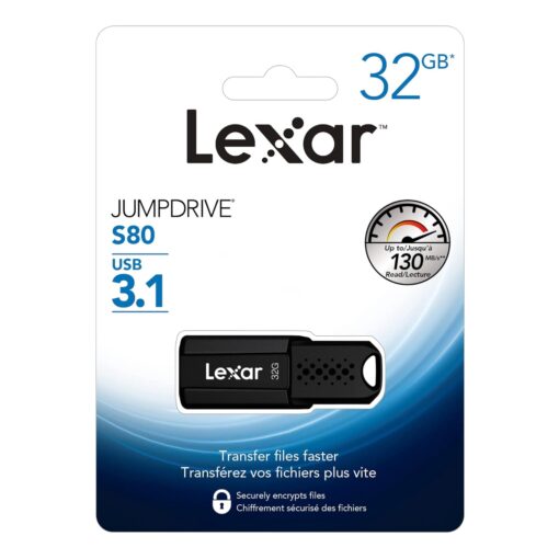 Lexar JumpDrive S80 USB 3.1 Flash Drive, Up to 150MB/s Read (LJDS080064G-BNBNU), Black - Image 6