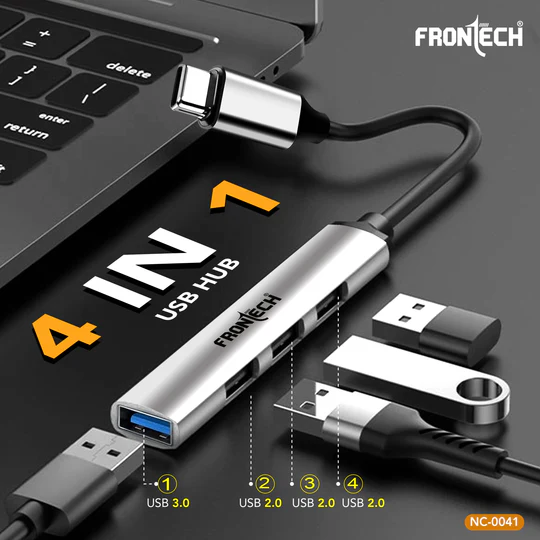Frontech 4 in 1 Multiport HUB,USB 3.0, 3X USB 2.0,Compact Metal Design, Multi OS Compatible. (NC-0041) - Image 3