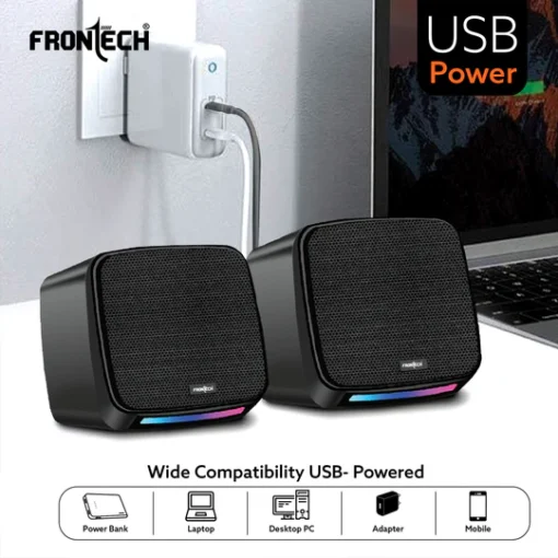 2.0 USB Speakers with RGB Lights | 3W x 2 Drivers | AUX Connectivity (SPK-0007) - Image 4