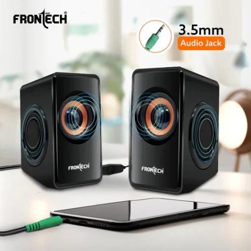2.0 USB PC Speakers | 2x2.5W Drivers (5cm) | 3.5mm Jack | For Laptop, PC, TV & Mobile (SPK-0001) - Image 4